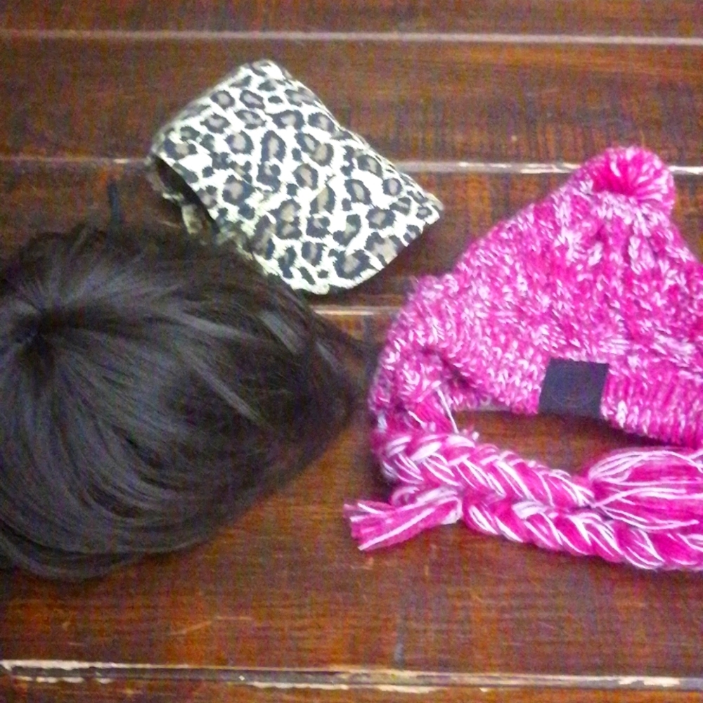 Two Medium hats and a wig for dogs